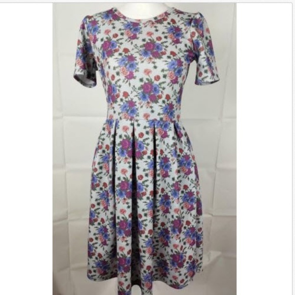 LuLaRoe Dresses & Skirts - LuLaRoe Pink Purple Floral Dress Pleated Medium